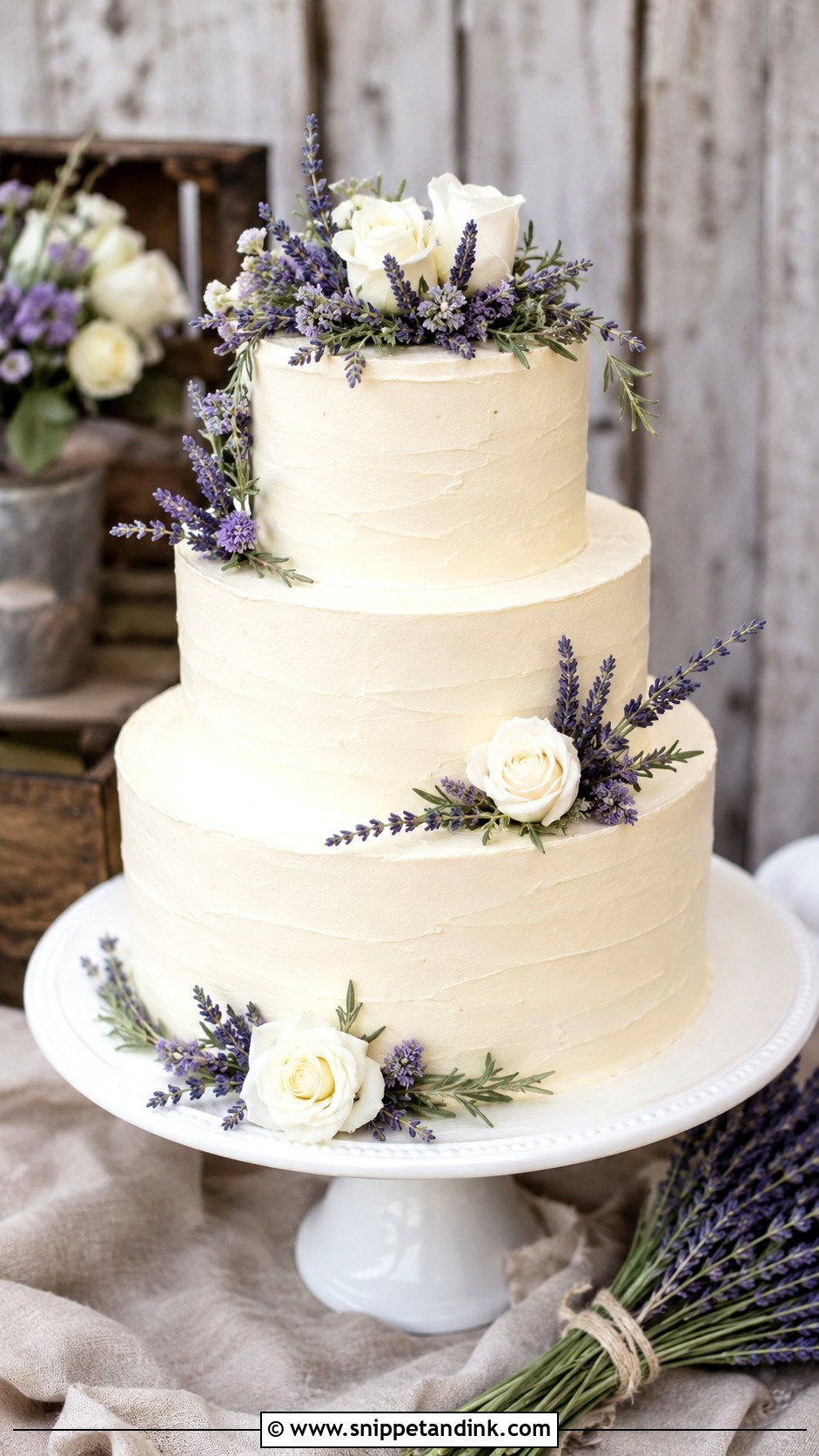 Rustic Wedding Cake With Lavender - Snippet and Ink - 20 Rustic Wedding Cake Inspiration