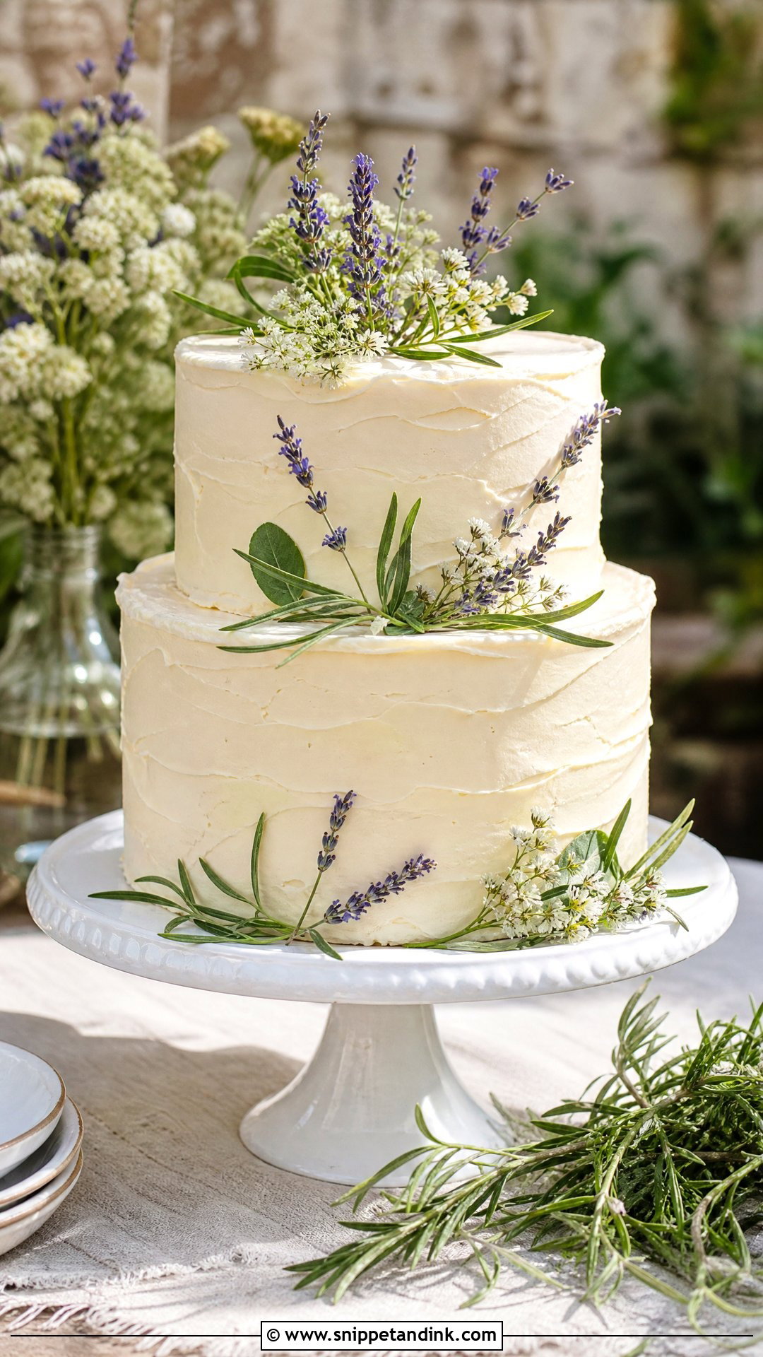 Rustic Wedding Cake With Lavender - Snippet and Ink - 20 Rustic Wedding Cakes