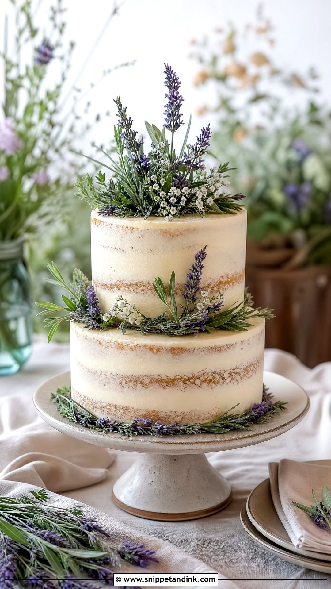 Rustic Wedding Cake With Lavender - Snippet and Ink - 20 Rustic Wedding Cake Ideas