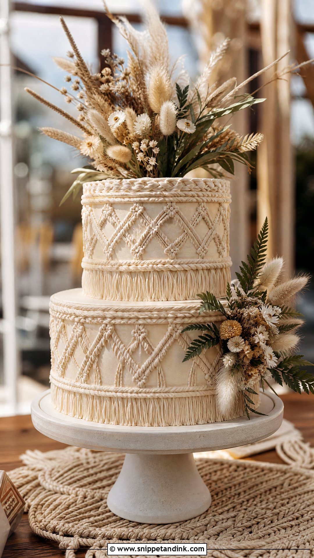 Rustic Wedding Cake With Macrame - Snippet and Ink - 30 Rustic Cake Ideas for Wedding