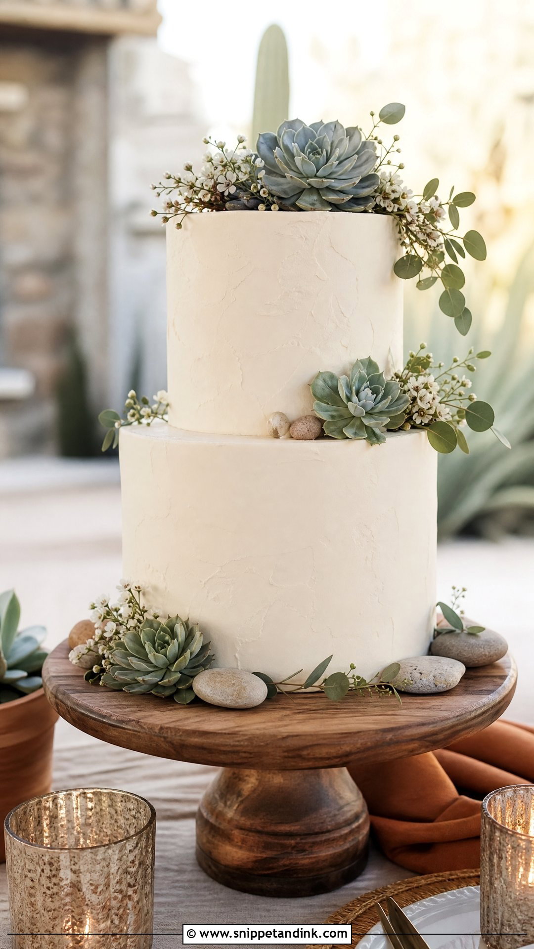 Rustic Wedding Cake With Succulents - Snippet and Ink - 30 Rustic Cake Ideas for Wedding