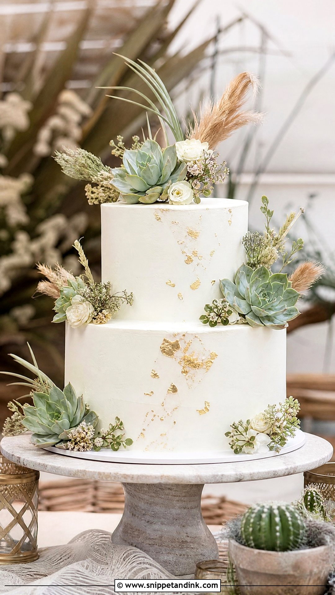 Rustic Wedding Cake With Succulents - Snippet and Ink - 20 Rustic Wedding Cakes