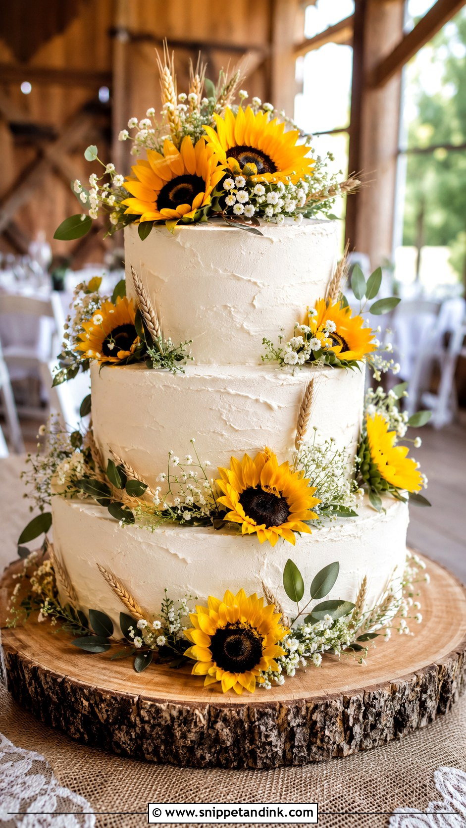 Rustic Wedding Cake With Sunflowers - Snippet and Ink - 20 Rustic Wedding Cake Inspiration