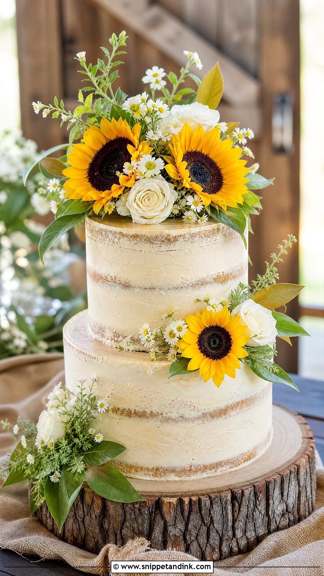 Rustic Wedding Cake With Sunflowers - Snippet and Ink - 20 Rustic Wedding Cakes