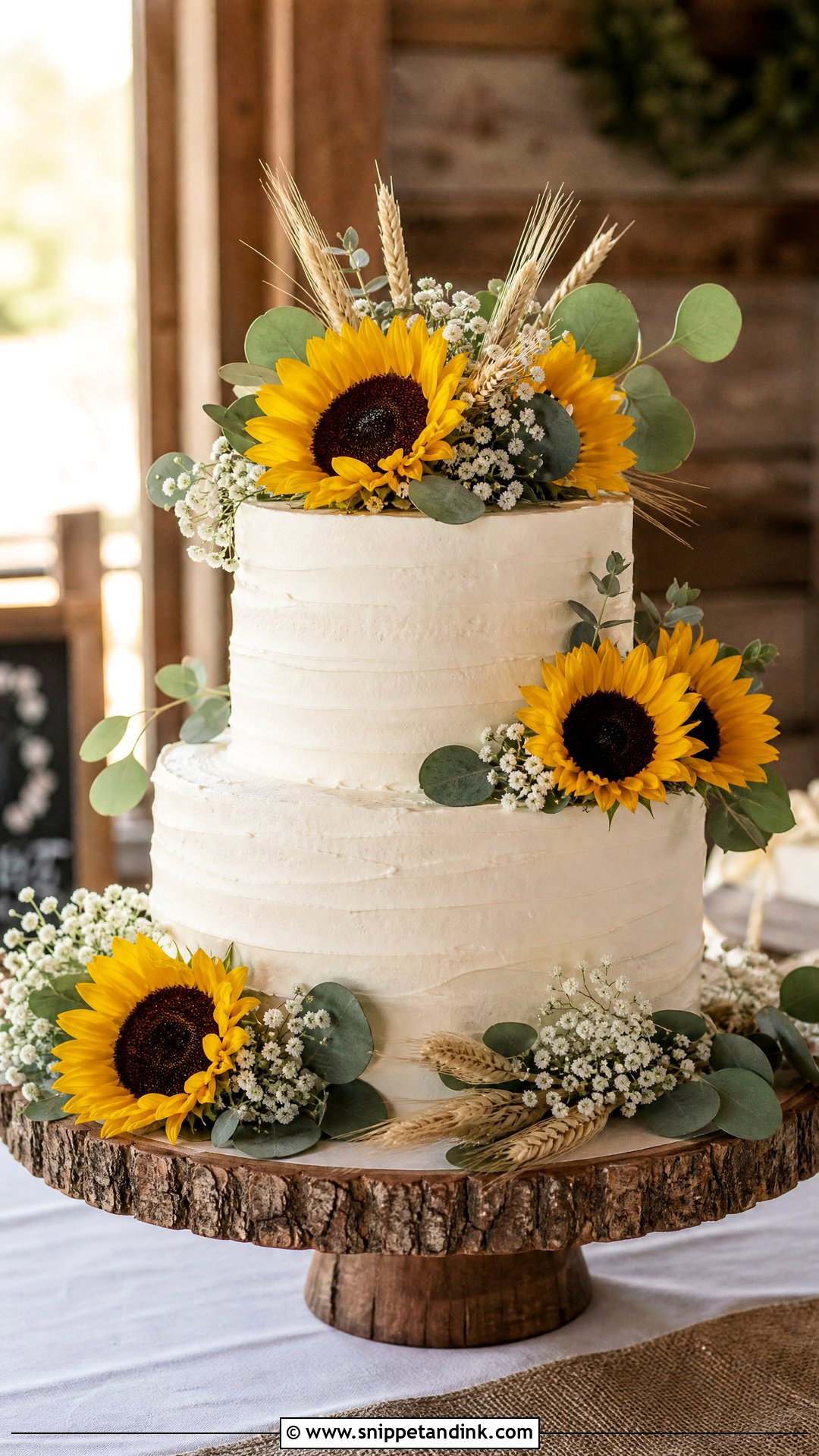 Rustic Wedding Cake With Sunflowers - Snippet and Ink - 20 Rustic Wedding Cake Ideas