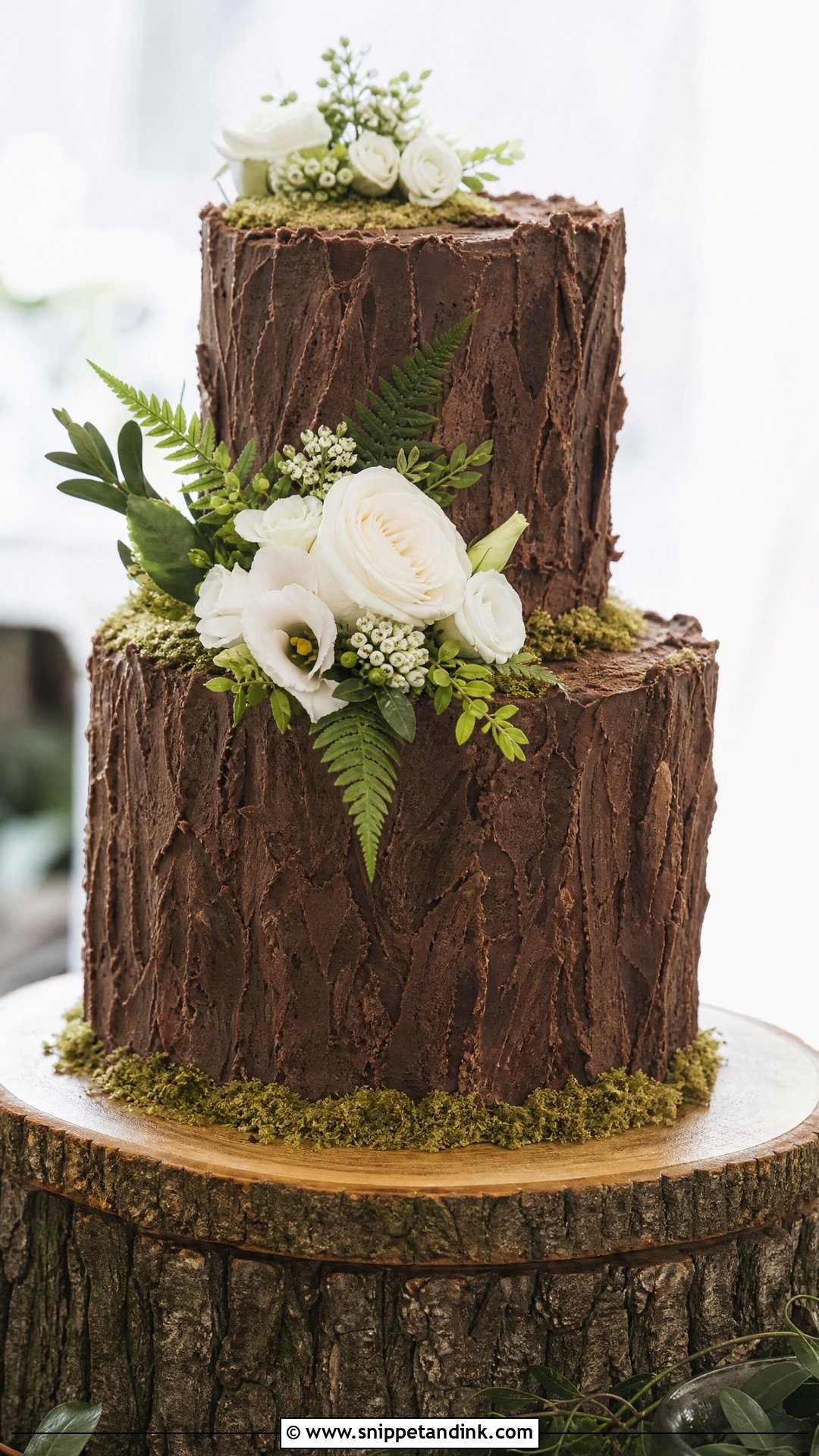 Rustic Wedding Cake With Tree Bark Texture - Snippet and Ink - 30 Rustic Cake Ideas for Wedding