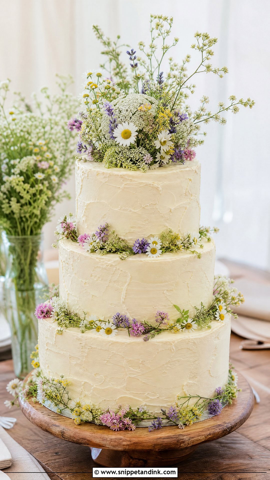Rustic Wedding Cake With Wildflowers - Snippet and Ink - 20 Rustic Wedding Cakes