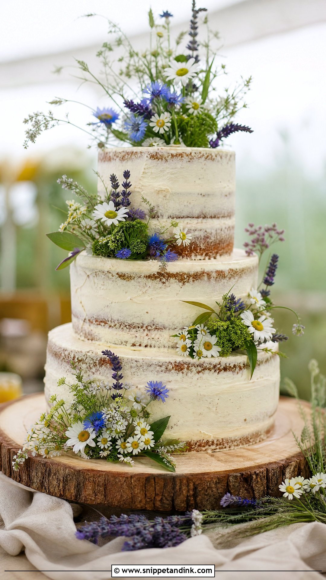 Rustic Wedding Cake With Wildflowers - Snippet and Ink - 30 Rustic Cake Ideas for Wedding