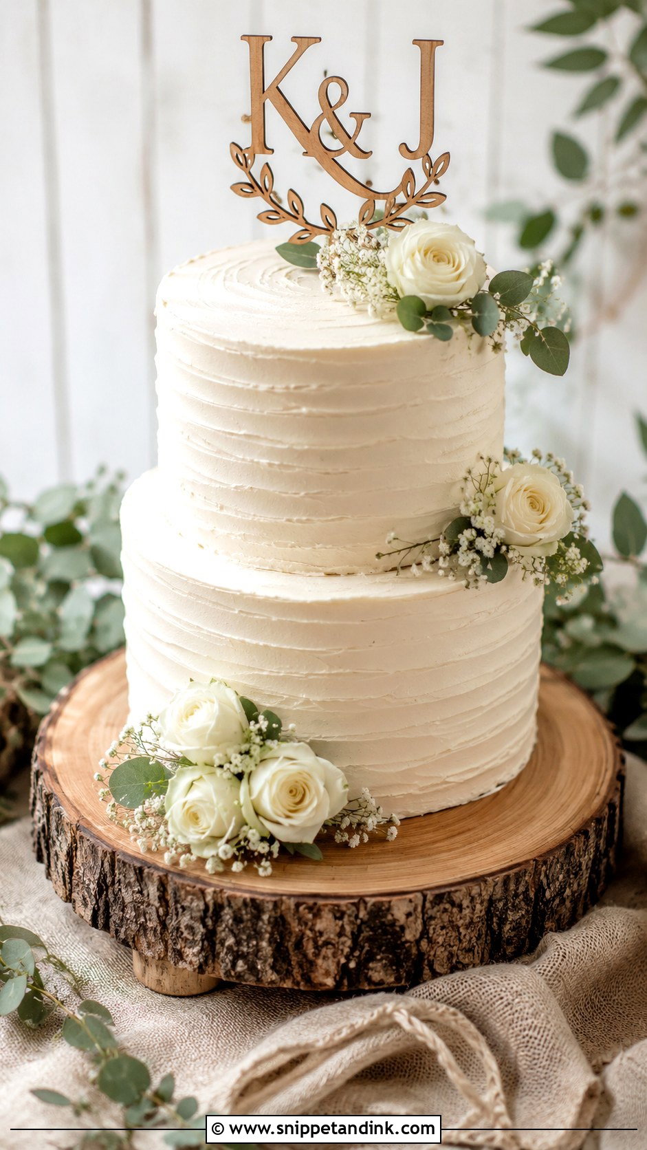 Rustic Wedding Cake With Wooden Topper - Snippet and Ink - 20 Rustic Wedding Cake Inspiration