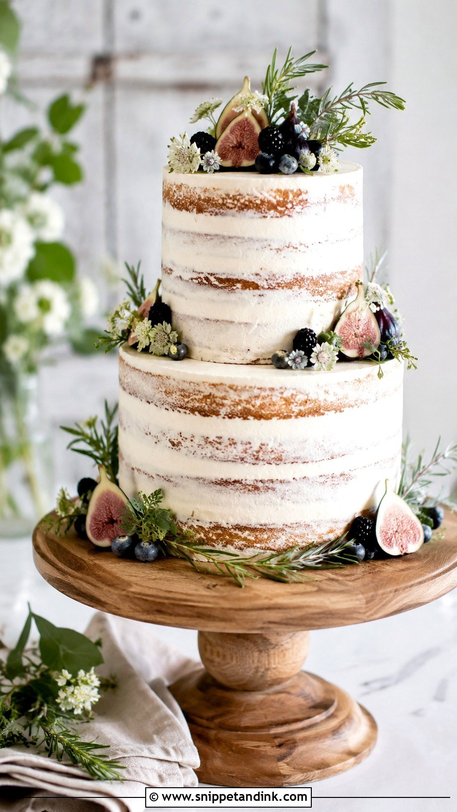 Rustic Wedding Cake on Pedestal - Snippet and Ink - 20 Wedding Cake Ideas on Pedestals