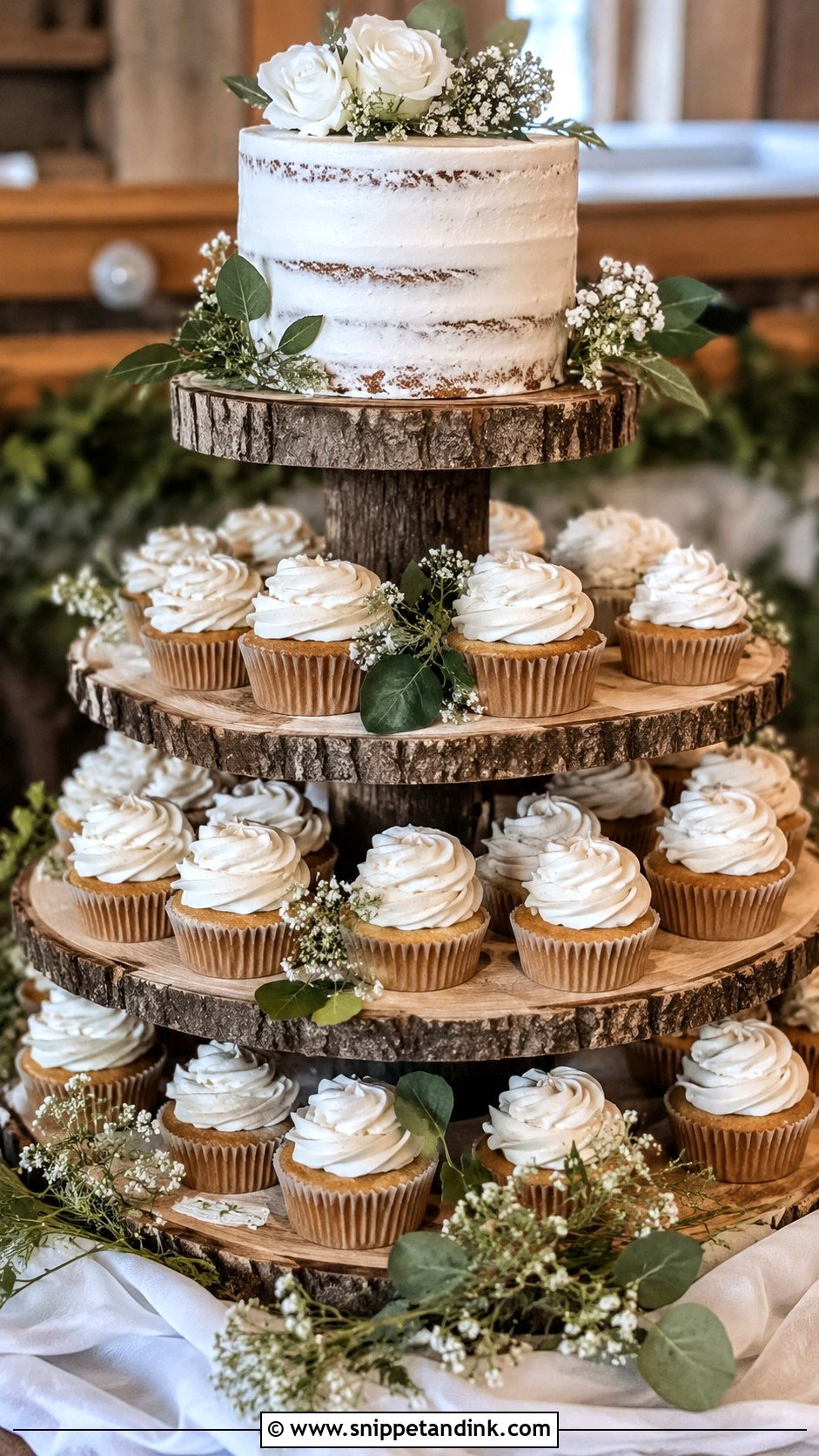 Rustic Wedding Cupcake Cake - Snippet and Ink - 20 Large Cupcake Cakes for Wedding