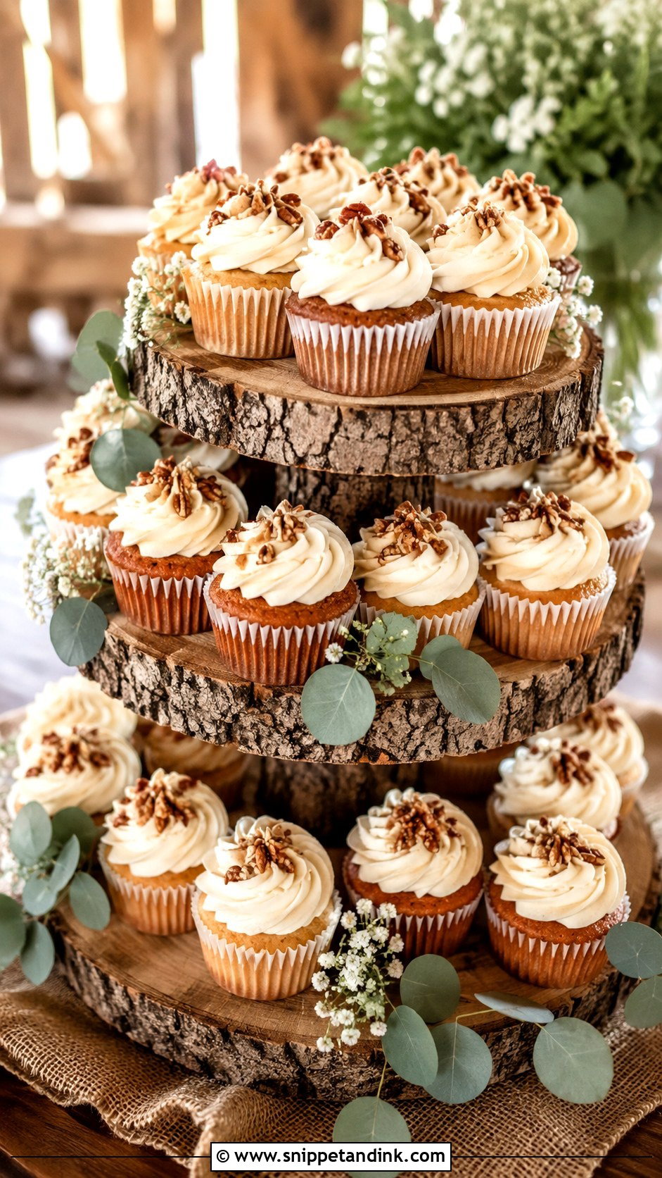 Rustic Wedding Cupcake Stand - Snippet and Ink - 20 Wedding Cake Cupcakes Display Ideas