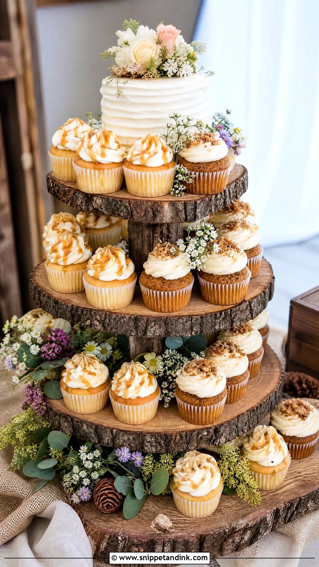 Rustic Wedding Cupcake Tower - Snippet and Ink - 20 Wedding Cupcake Tower Ideas