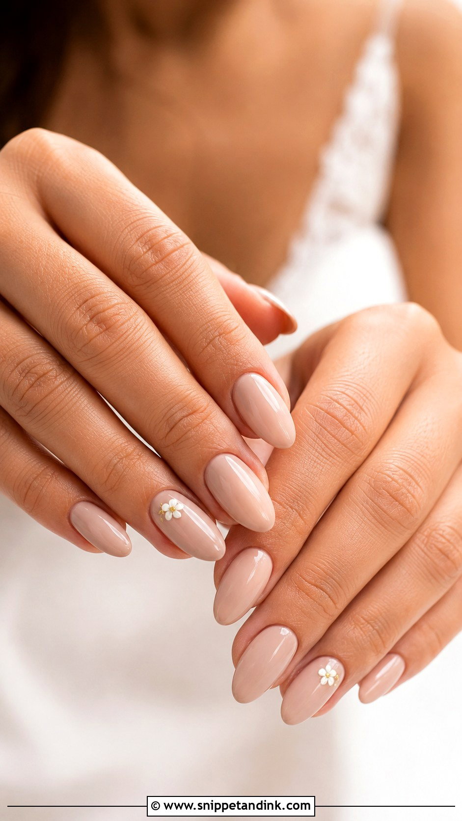 Rustic Wedding Nude Almond Nails - Snippet and Ink - 20 Rustic Wedding Nails
