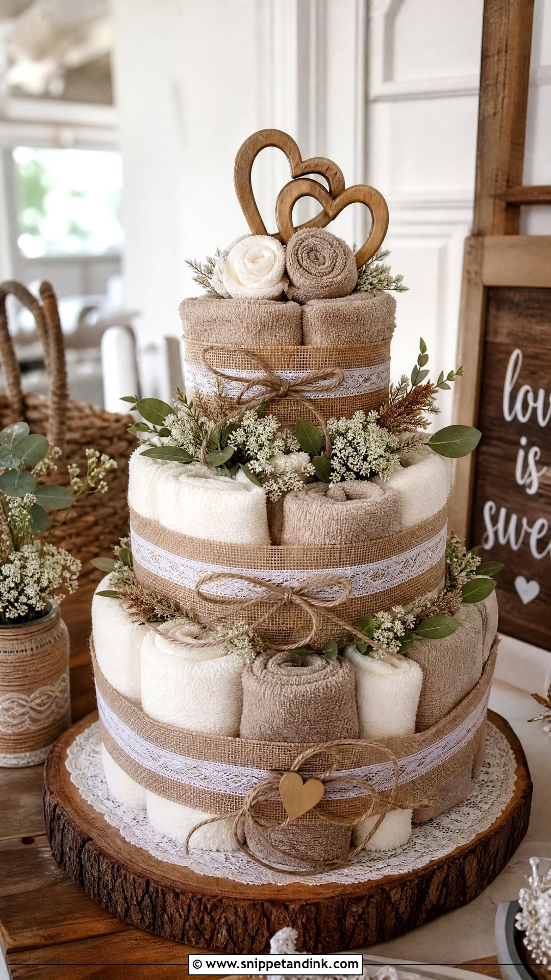 Rustic Wedding Towel Cake - Snippet and Ink - 20 Wedding Towel Cakes