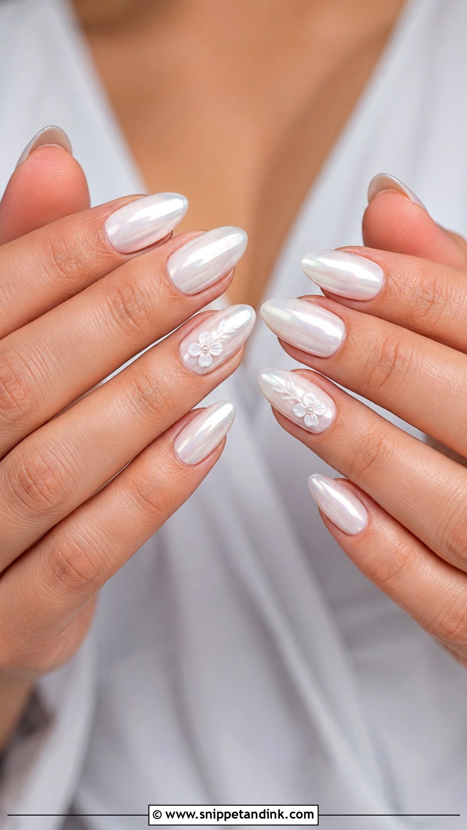 Rustic Wedding White Chrome Nails - Snippet and Ink - 20 Rustic Wedding Nails