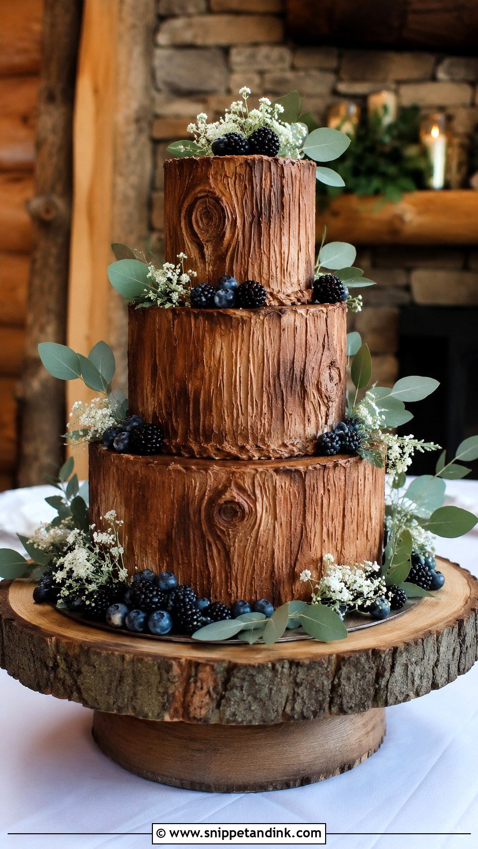 Rustic Wood Wedding Cake - Snippet and Ink - 30 Masculine Wedding Cake Ideas