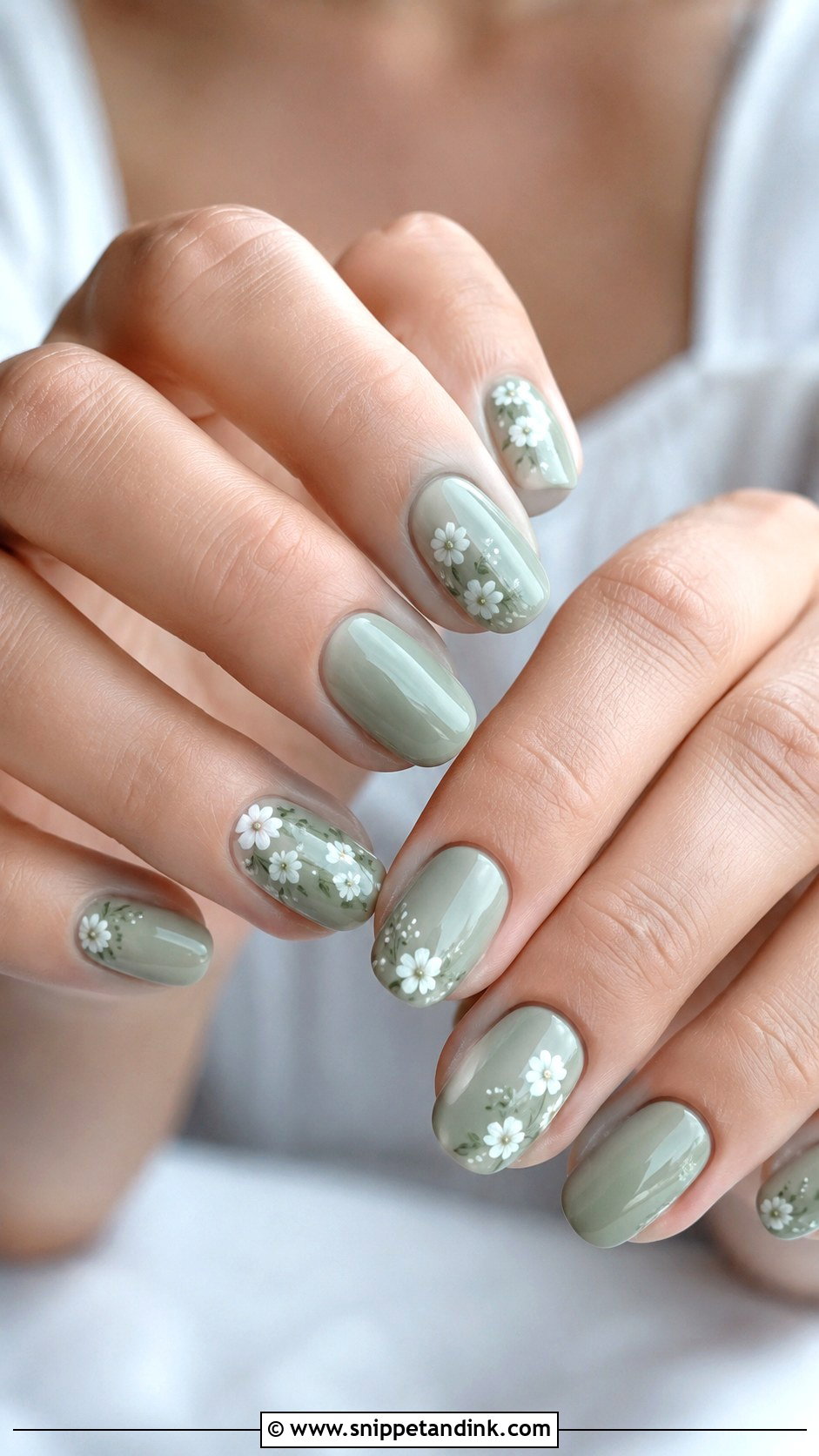 Sage Green Acrylic Bridesmaid Nails - Snippet and Ink - 20 Acrylic Bridesmaid Wedding Nails