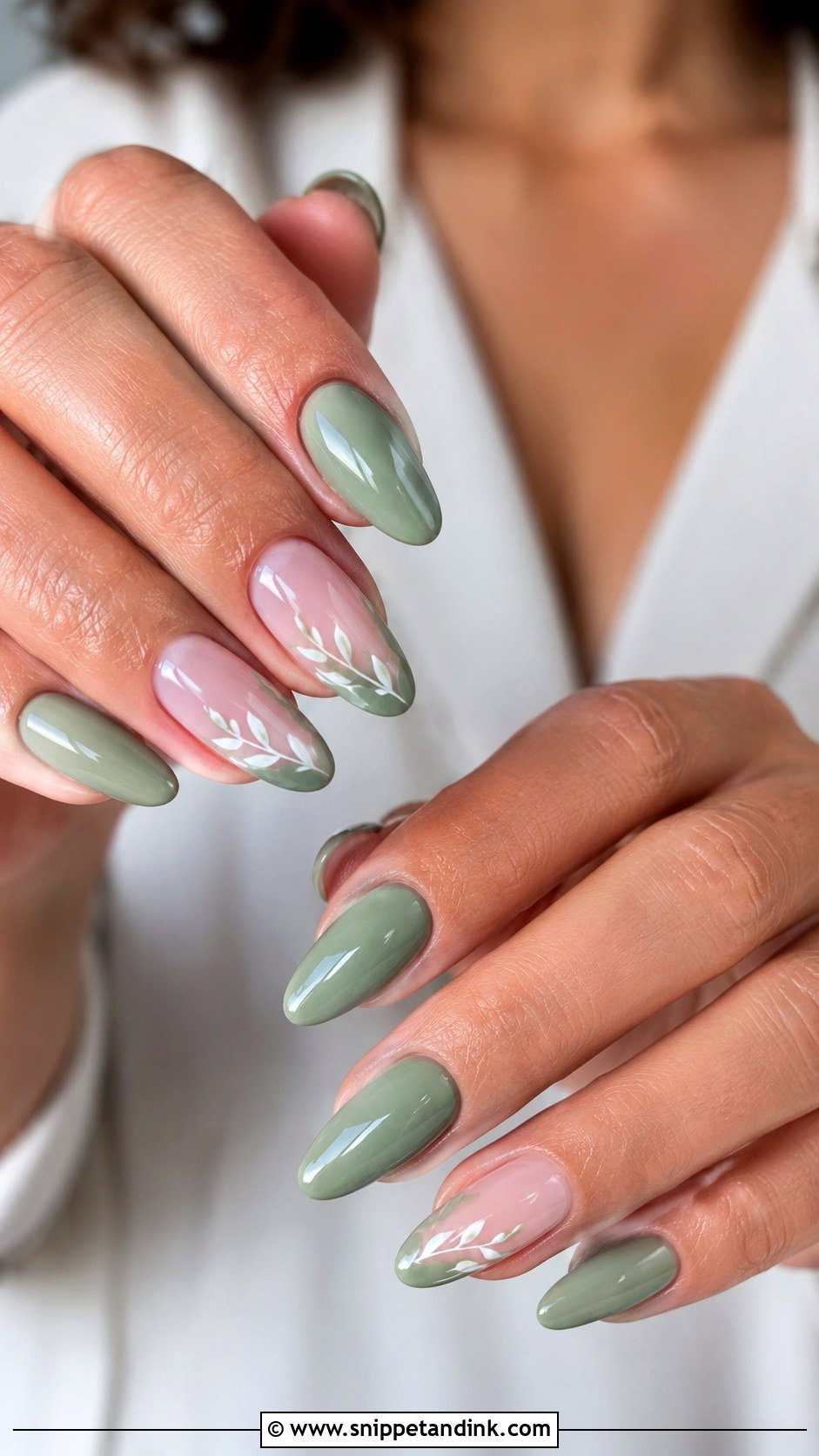 Sage Green Almond Wedding Nails - Snippet and Ink - 20 Sage Wedding Nails