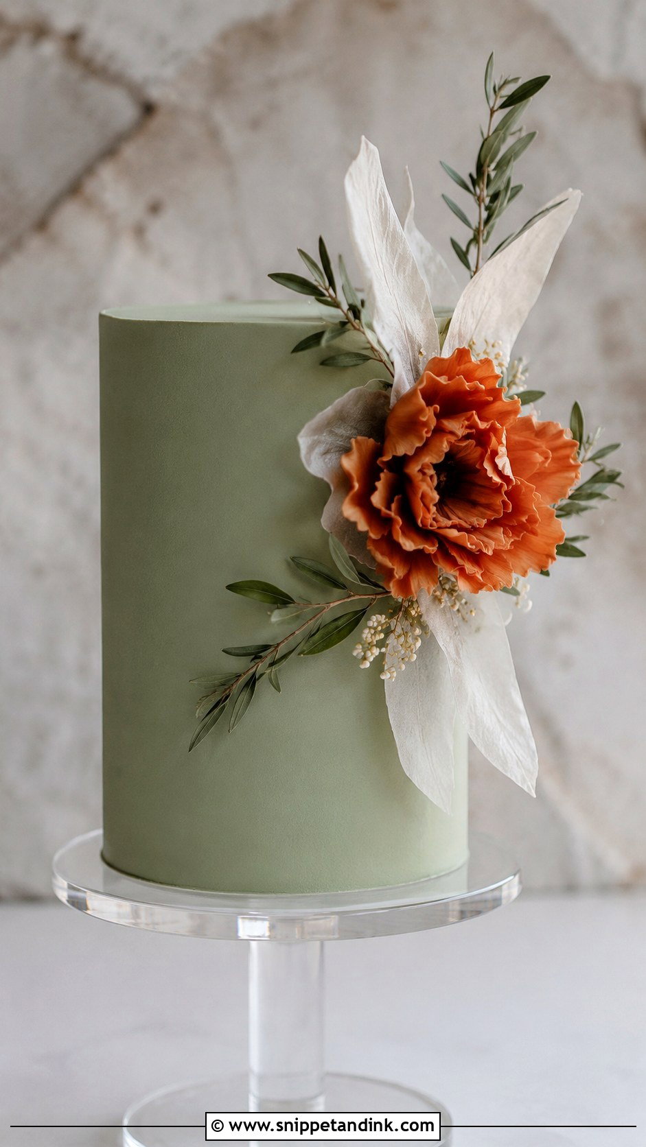 Sage Green And Burnt Orange Modern Wedding Cake - Snippet and Ink - 20 Sage Green and Burnt Orange Wedding Cake Ideas