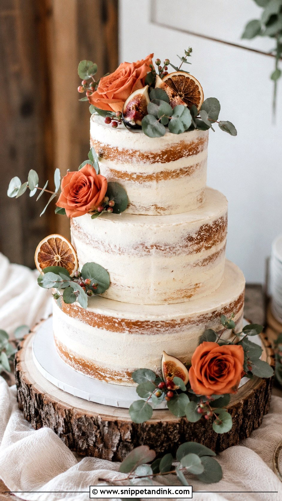 Sage Green And Burnt Orange Rustic Wedding Cake - Snippet and Ink - 20 Sage Green and Burnt Orange Wedding Cake Ideas