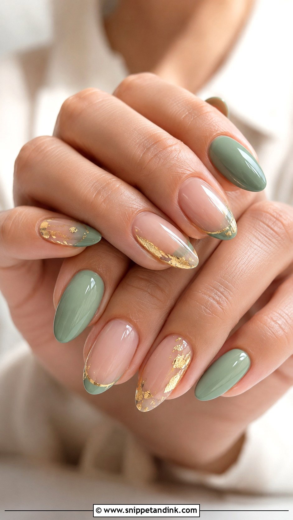 Sage Green And Gold Wedding Nails - Snippet and Ink - 20 Green Nails for Wedding