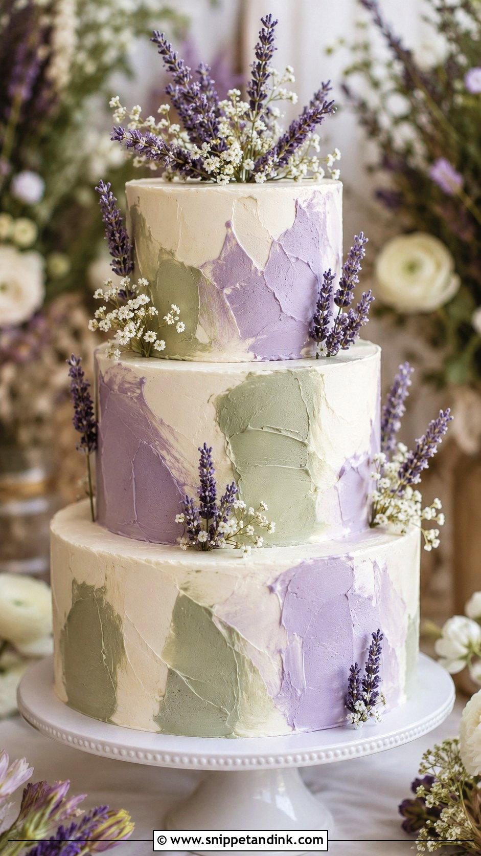 Sage Green And Lavender Buttercream Wedding Cake - Snippet and Ink - 25 Sage Green and Lavender Wedding Cake Ideas