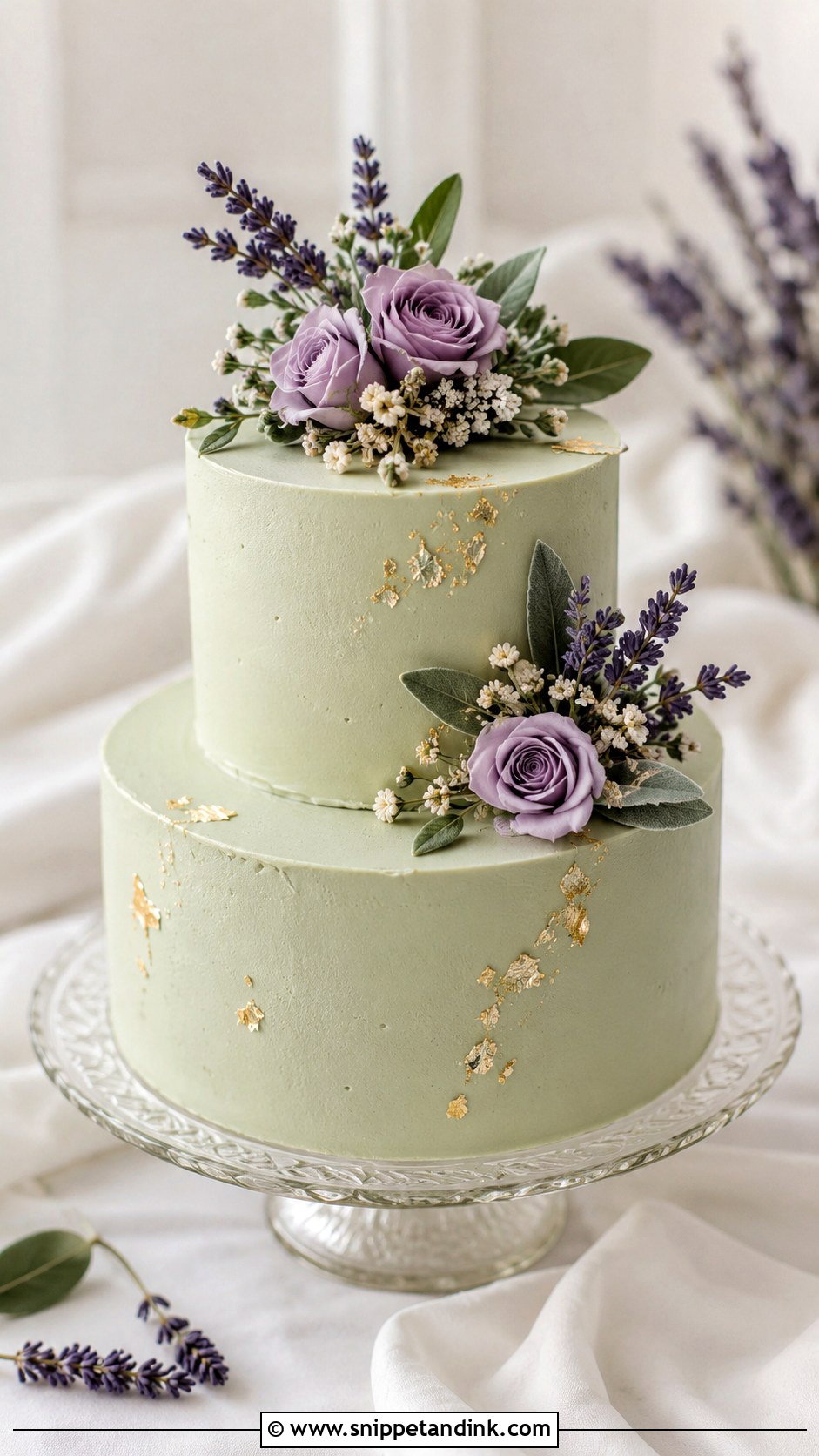Sage Green And Lavender Mini Wedding Cake - Snippet and Ink - 25 Sage Green and Lavender Wedding Cake Ideas