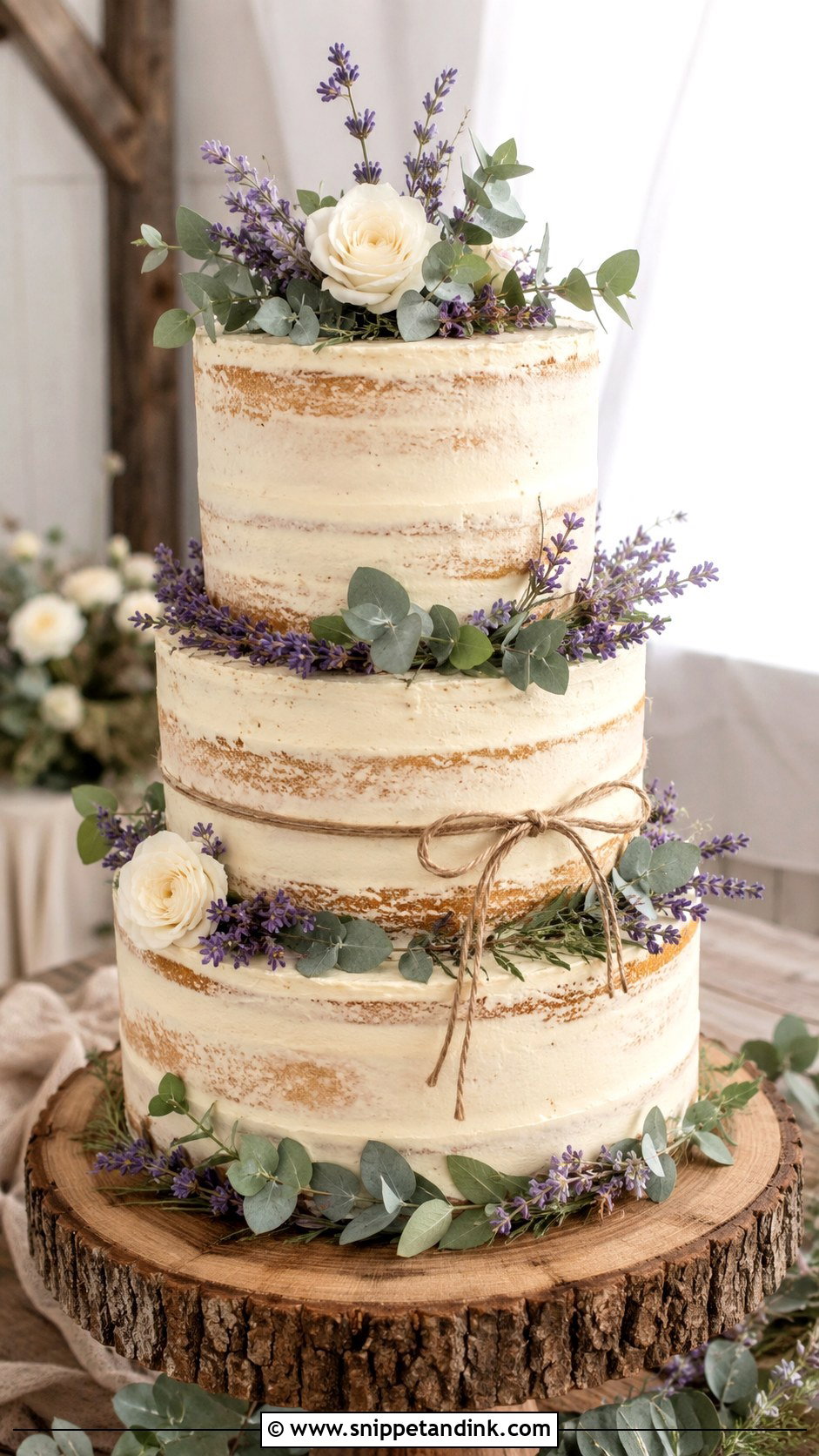 Sage Green And Lavender Rustic Wedding Cake - Snippet and Ink - 25 Sage Green and Lavender Wedding Cake Ideas