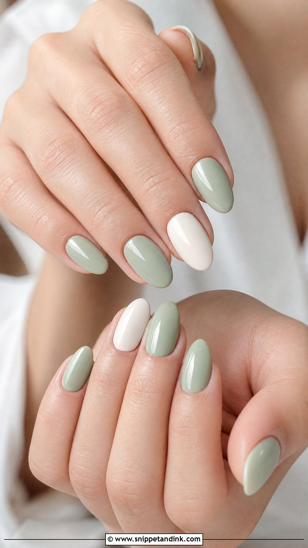 Sage Green And White Wedding Nails - Snippet and Ink - 25 Sage Green Wedding Nails