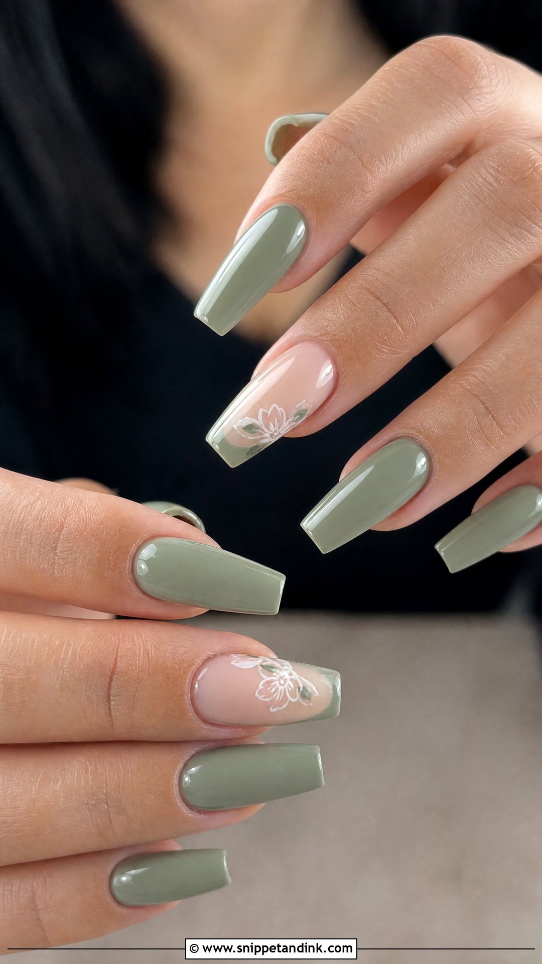 Sage Green Coffin Wedding Nails - Snippet and Ink - 25 Sage Green Wedding Nails