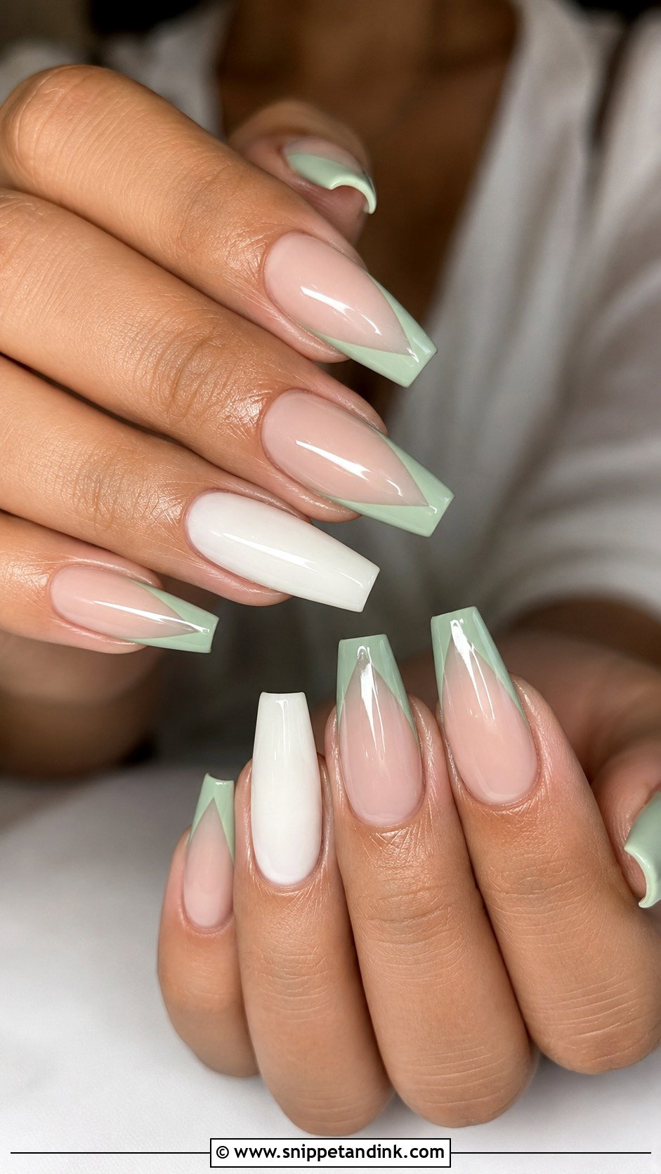 Sage Green Coffin Wedding Nails - Snippet and Ink - 20 Sage Wedding Nails