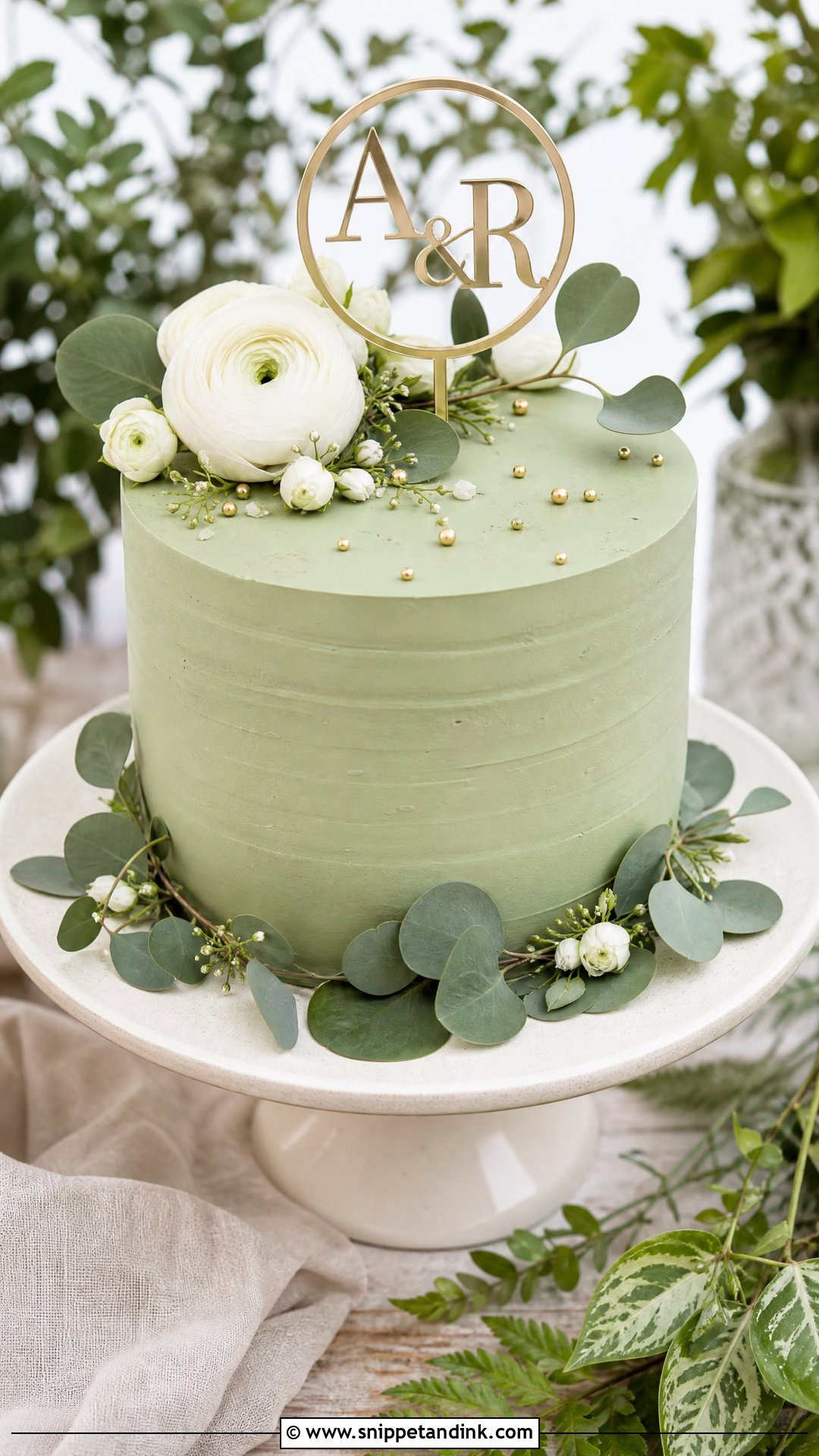 Sage Green Engagement Cake - Snippet and Ink - 25 Unique Engagement Cake Designs