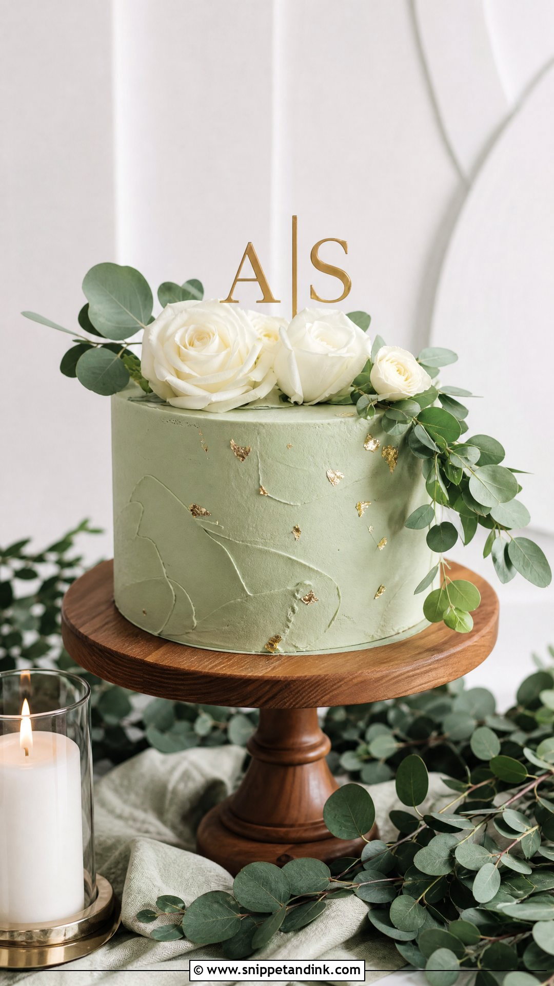 Sage Green Engagement Cake - Snippet and Ink - 30 Engagement Cake Designs