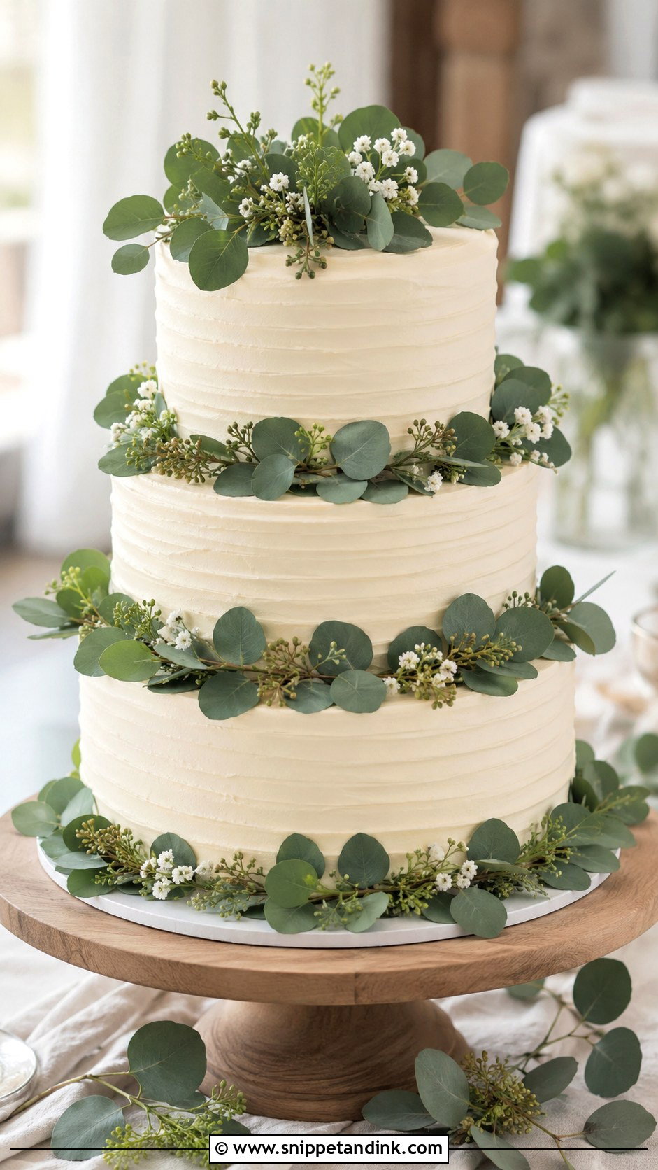 Sage Green Eucalyptus Wedding Cake - Snippet and Ink - 20 Sage Green Themed Wedding Cake Ideas