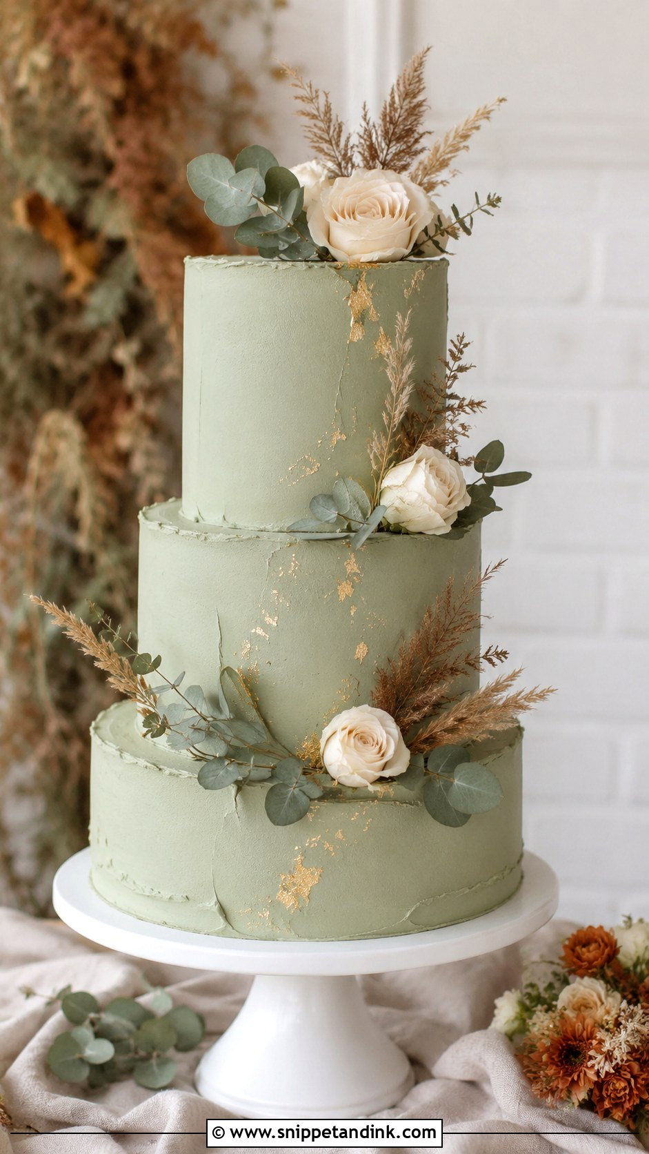 Sage Green Fall Wedding Cake - Snippet and Ink - 20 Fall Wedding Cakes