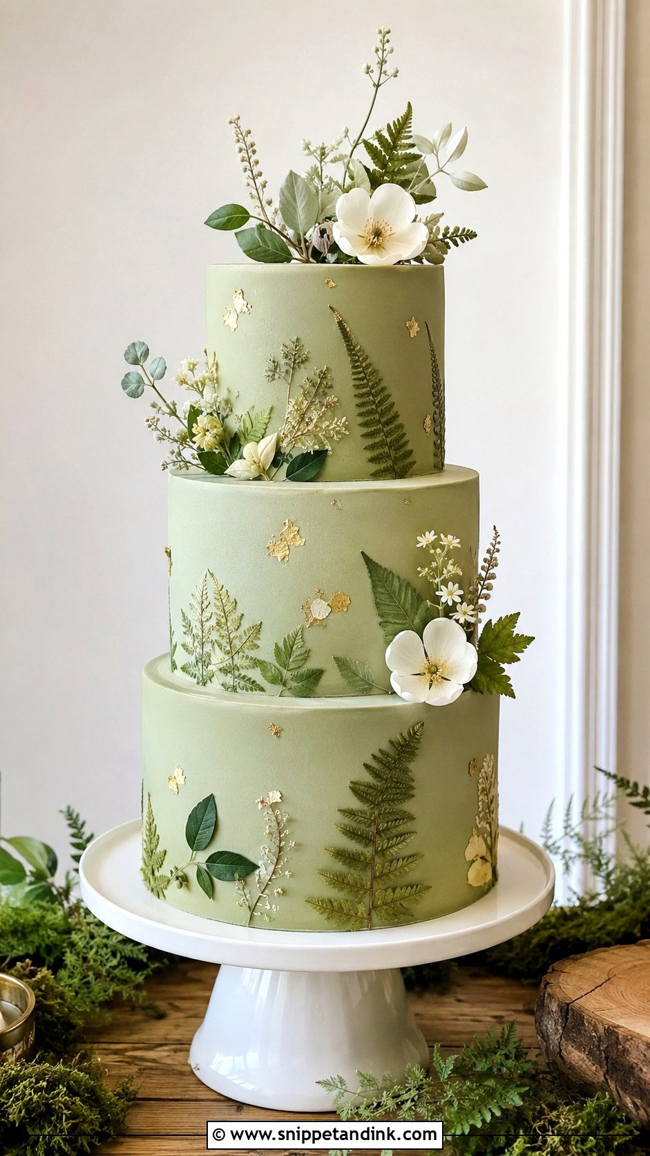 Sage Green Forest Wedding Cake - Snippet and Ink - 20 Forest Inspired Wedding Cake Ideas