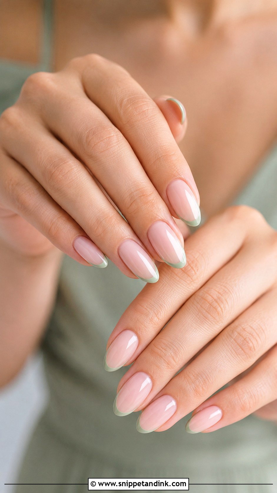 Sage Green French Tip Bridesmaid Nails - Snippet and Ink - 20 Green Bridesmaid Nails