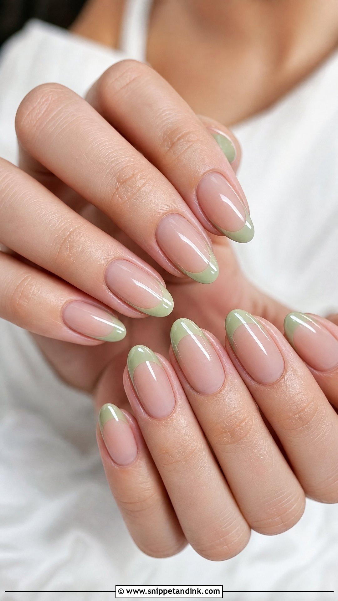 Sage Green French Tip Wedding Nails - Snippet and Ink - 25 Sage Green Wedding Nails