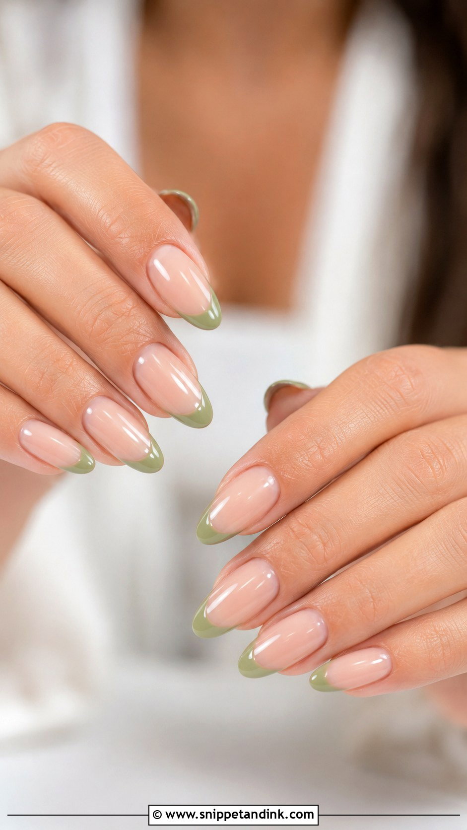 Sage Green French Tip Wedding Nails - Snippet and Ink - 20 Sage Wedding Nails