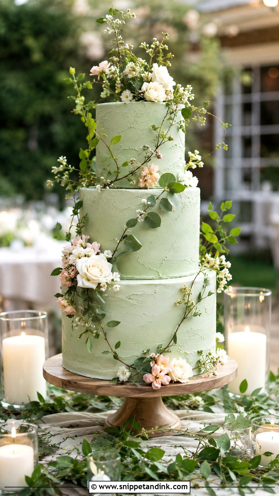 Sage Green Garden Wedding Cake - Snippet and Ink - 20 Sage Green Themed Wedding Cake Ideas