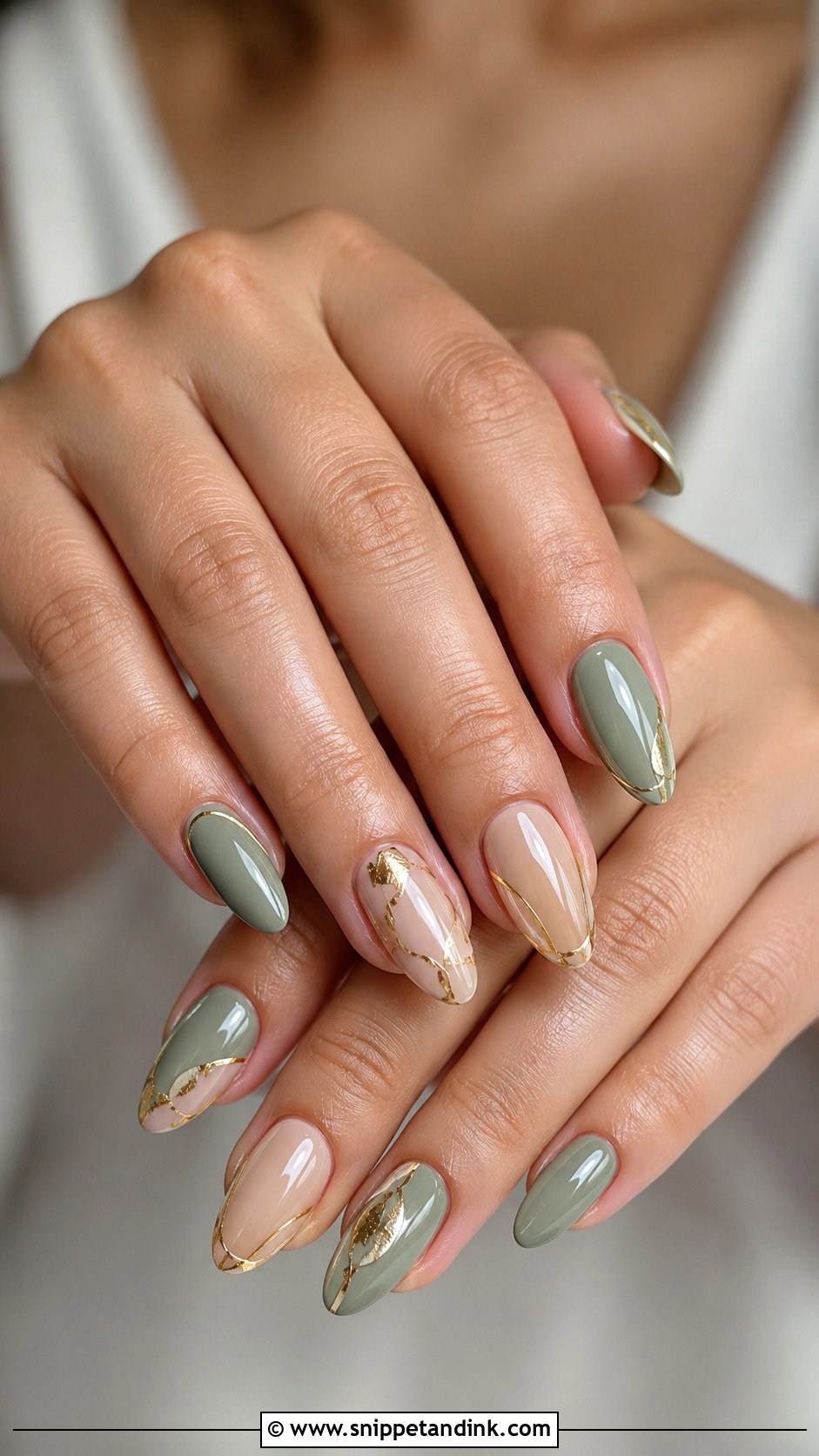 Sage Green Gold Wedding Nails - Snippet and Ink - 20 Sage Wedding Nails