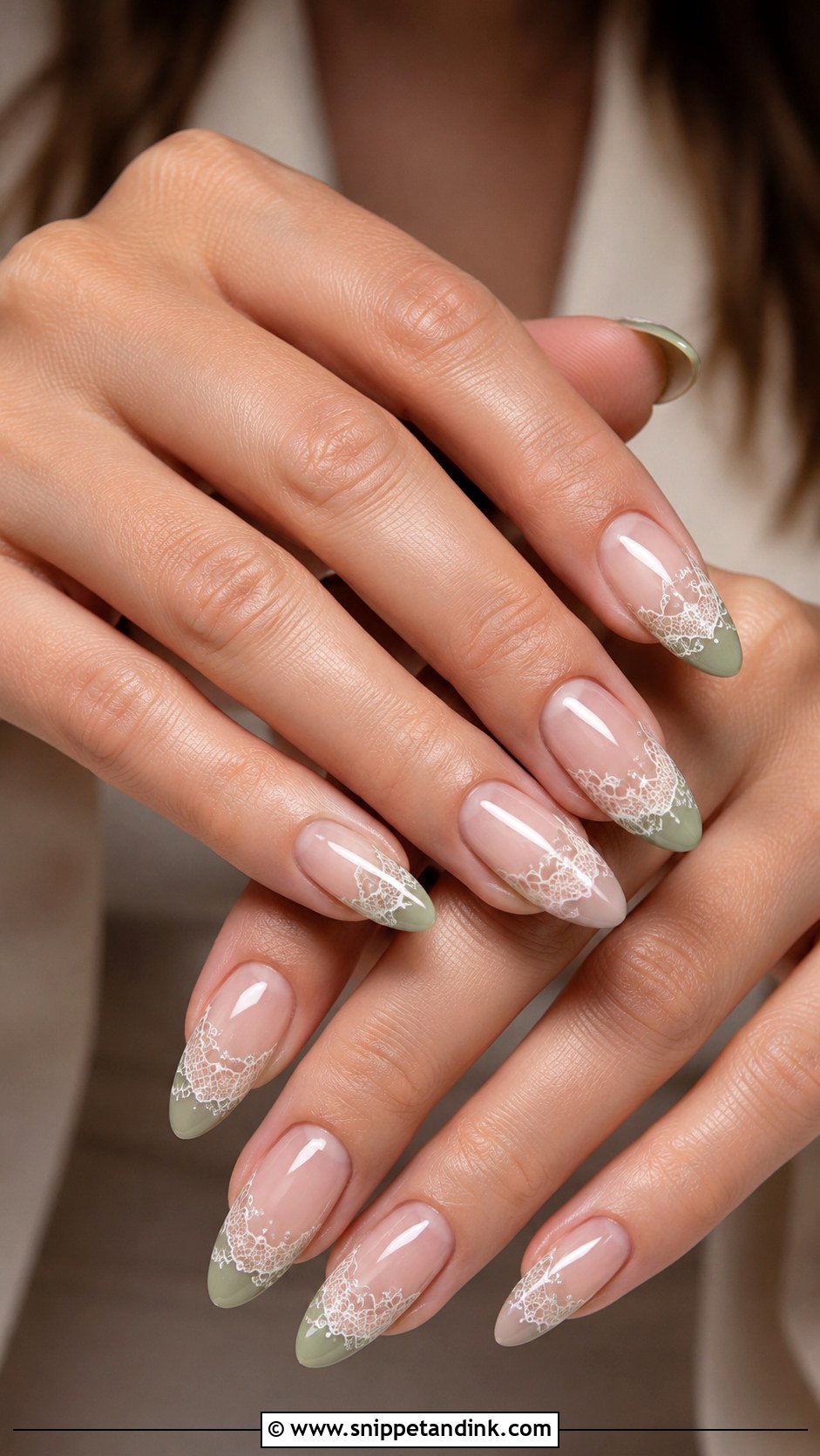 Sage Green Lace Wedding Nails - Snippet and Ink - 20 Sage Wedding Nails