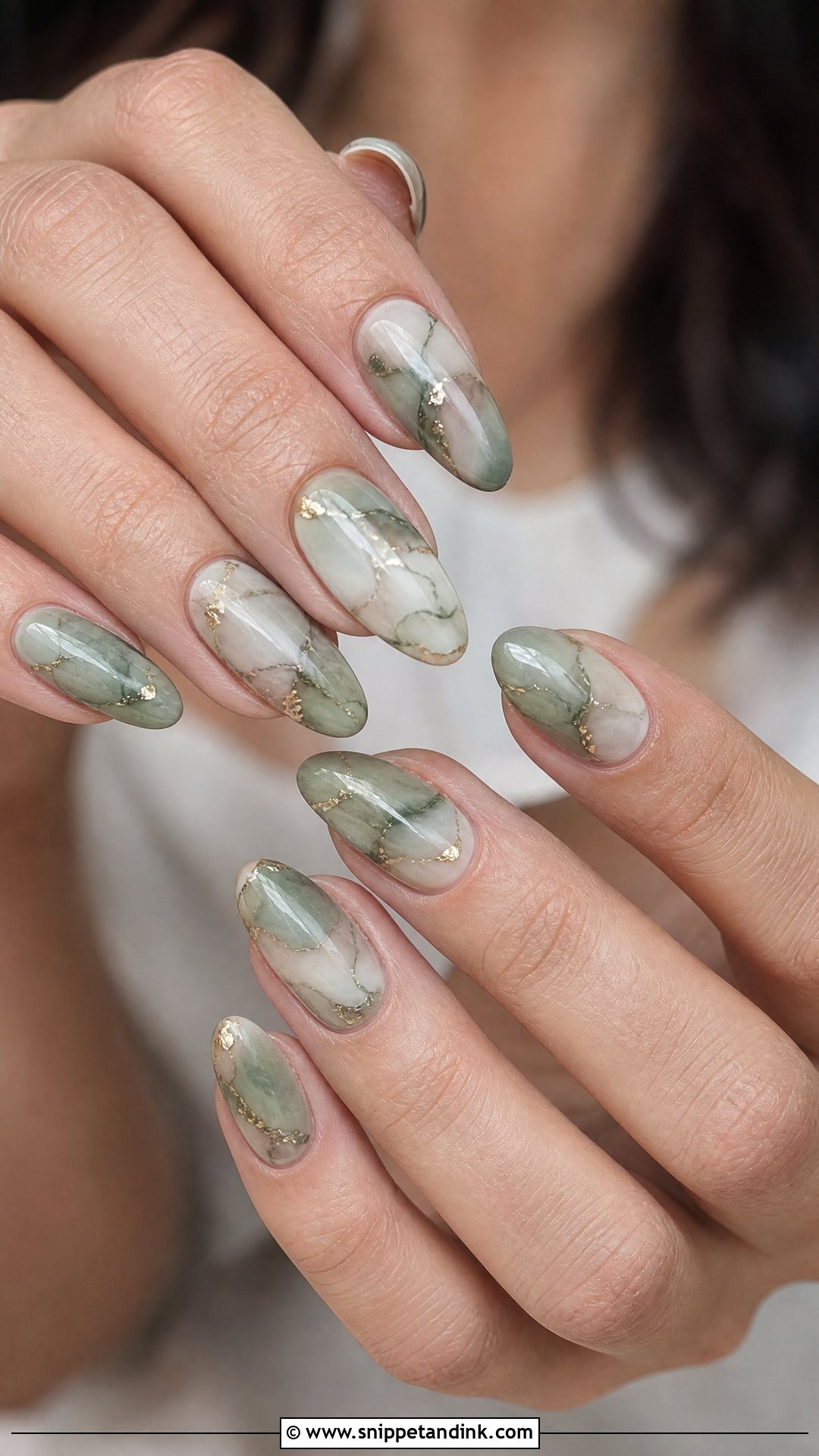 Sage Green Marble Wedding Nails - Snippet and Ink - 25 Sage Green Wedding Nails