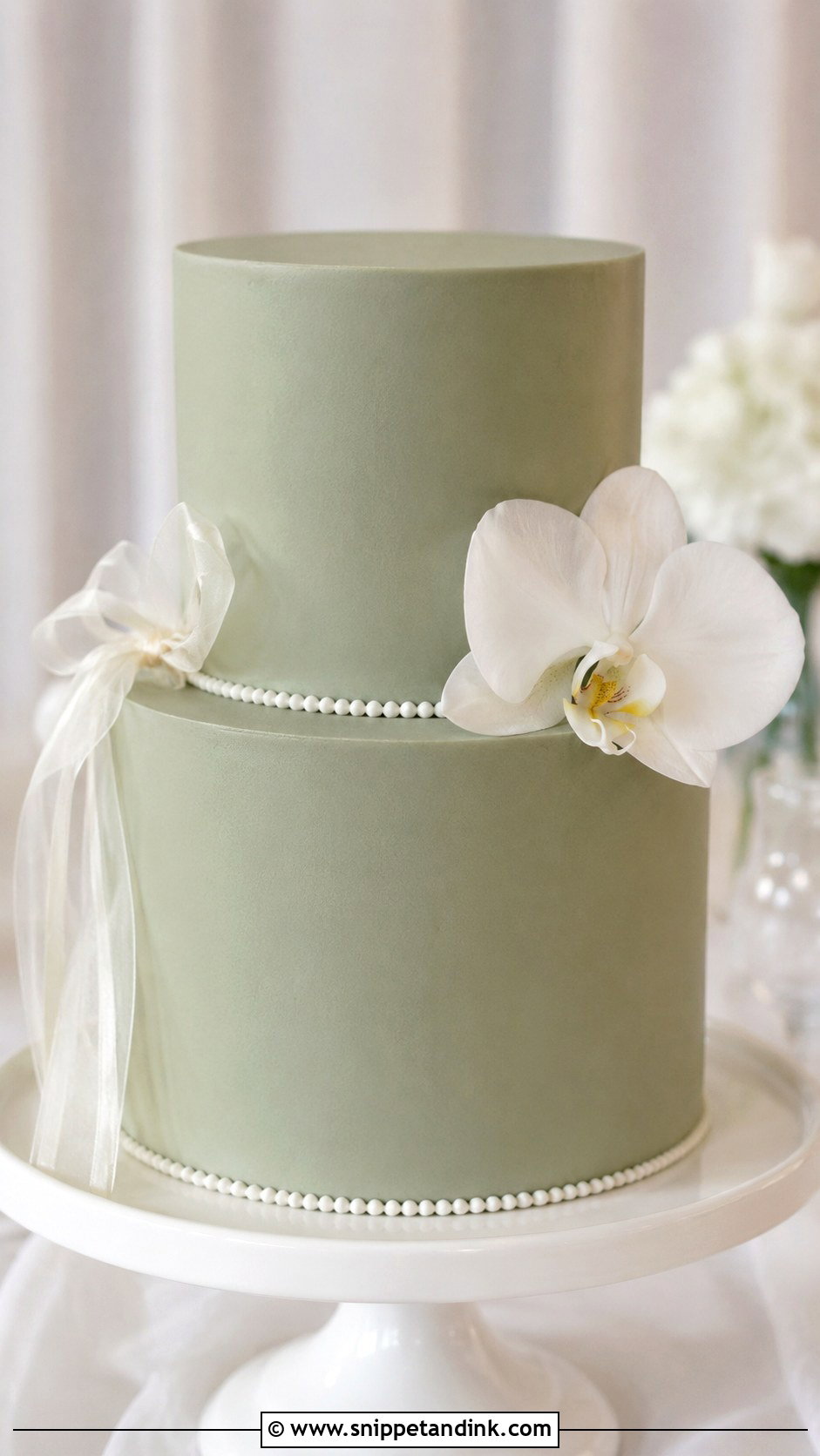 Sage Green Minimalist Wedding Cake - Snippet and Ink - 20 Sage Green Themed Wedding Cake Ideas