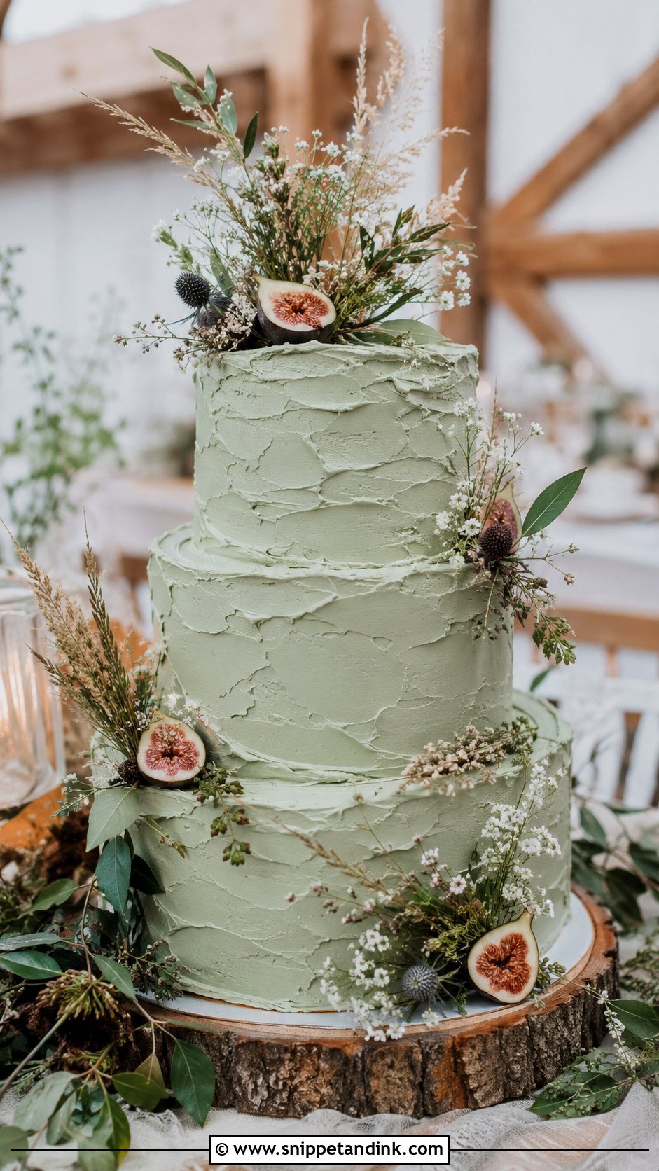 Sage Green Rustic Wedding Cake - Snippet and Ink - 20 Sage Green Themed Wedding Cake Ideas