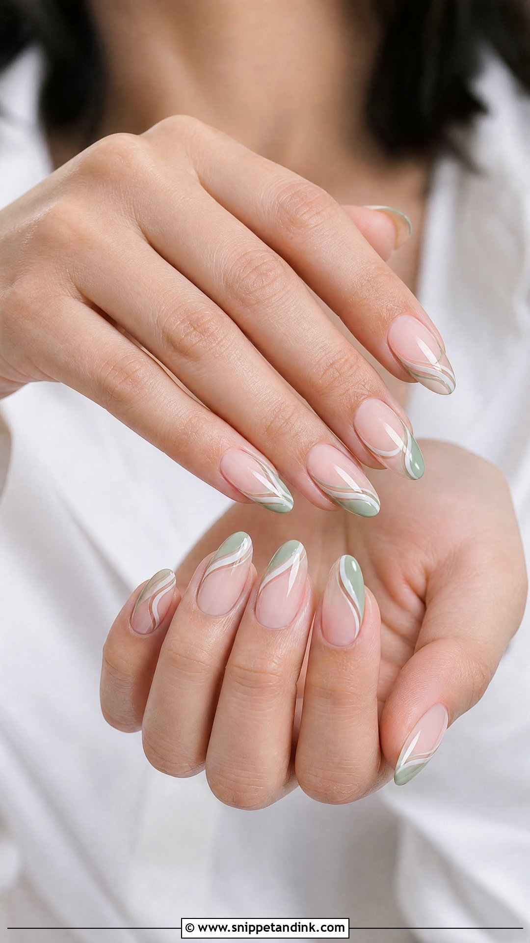 Sage Green Swirl Wedding Nails - Snippet and Ink - 25 Sage Green Wedding Nails