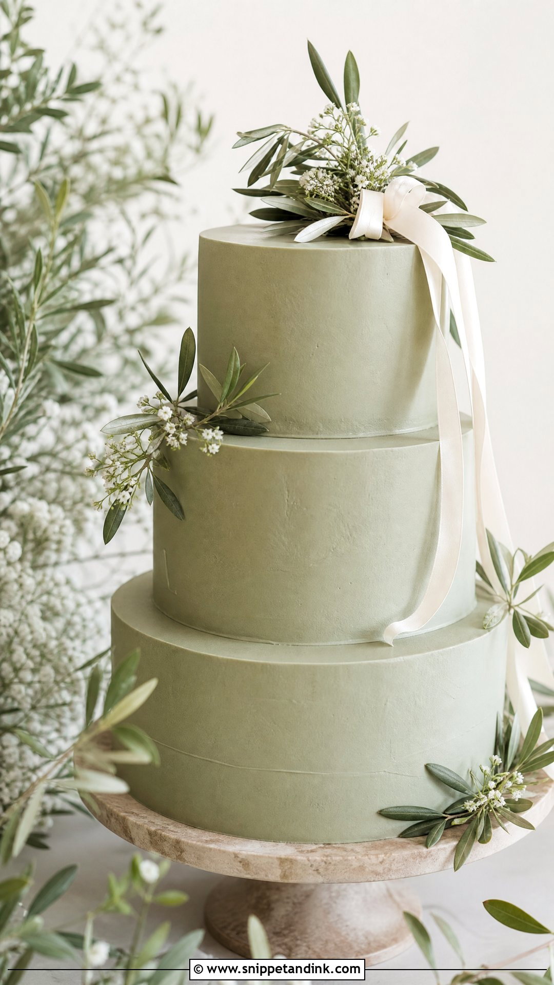 Sage Green Wedding Cake - Snippet and Ink - 20 Minimal Wedding Cake Ideas