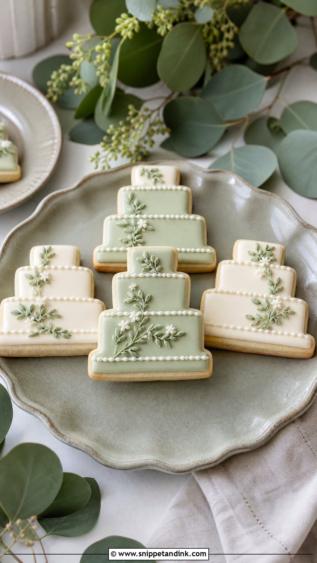 Sage Green Wedding Cake Cookies - Snippet and Ink - 20 Wedding Cake Cookies
