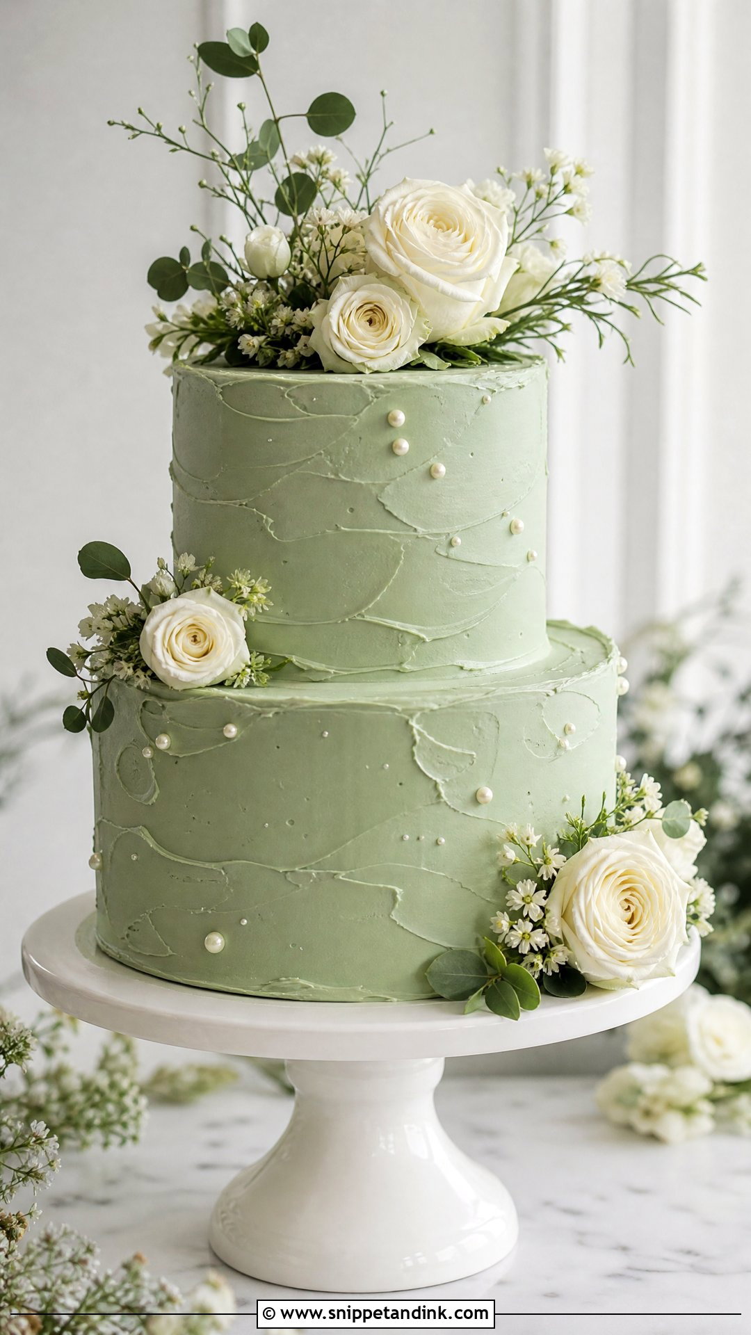 Sage Green Wedding Cake With Buttercream - Snippet and Ink - 20 Sage Green Wedding Cake Ideas